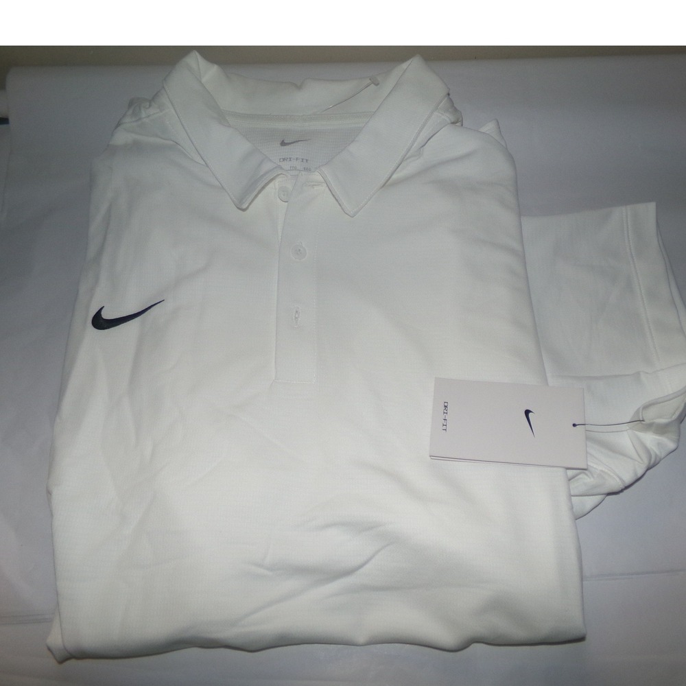Nike Dri-FIT Polo Shirt Mens XXL White S/S Golf Athletic Top New